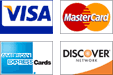 Now accepting Visa, Mastercard, American Express, Discover and Card